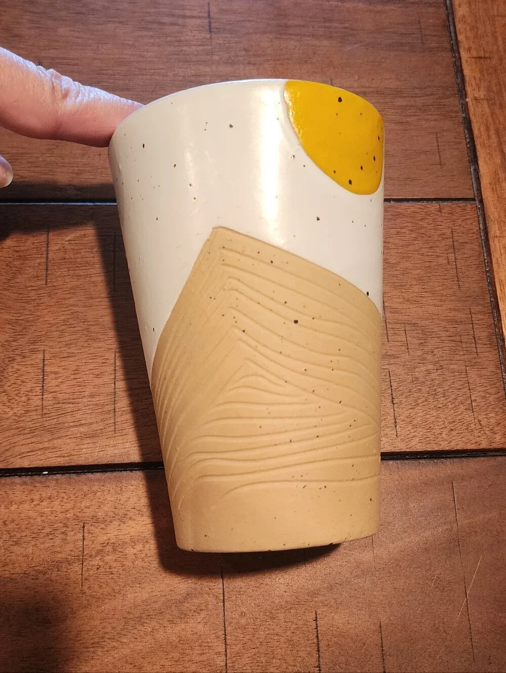 United by Blue ceramic colorfull mug without lid sand brown and sunshine yellow